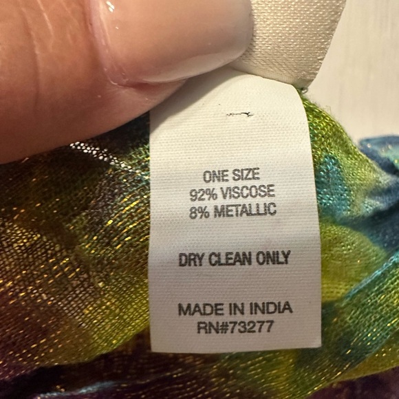 Mudd Tie Dye Metallic Scarf Wrap Shawl Fringe Boho Festival Hippie Viscose - Picture 4 of 7